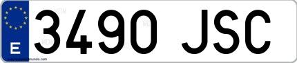 Ejemplo de matrícula española 3490 JSC