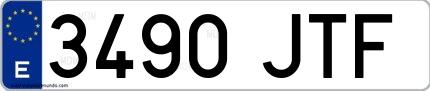 Ejemplo de matrícula española 3490 JTF