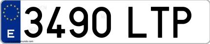 Ejemplo de matrícula española 3490 LTP