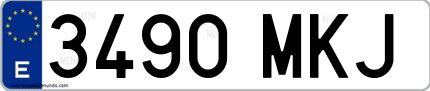 Ejemplo de matrícula española 3490 MKJ