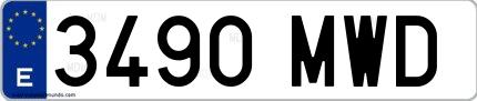 Ejemplo de matrícula española 3490 MWD