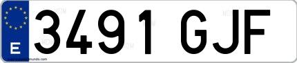 Ejemplo de matrícula española 3491 GJF