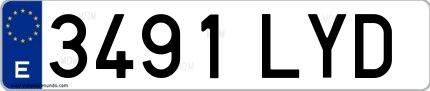 Ejemplo de matrícula española 3491 LYD