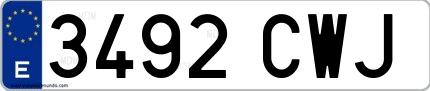 Ejemplo de matrícula española 3492 CWJ