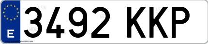 Ejemplo de matrícula española 3492 KKP