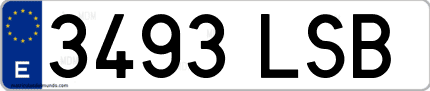 Ejemplo de matrícula de coche ordinaria 3493 LSB