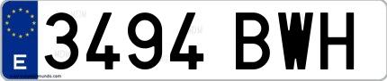 Ejemplo de matrícula española 3494 BWH