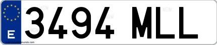 Ejemplo de matrícula española 3494 MLL