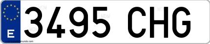 Ejemplo de matrícula española 3495 CHG
