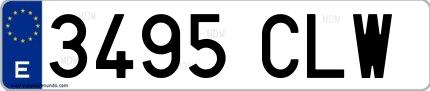 Ejemplo de matrícula española 3495 CLW