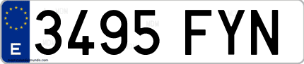 Ejemplo de matrícula de coche ordinaria 3495 FYN