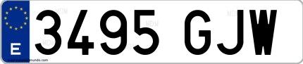 Ejemplo de matrícula española 3495 GJW