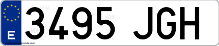Ejemplo de matrícula de coche ordinaria 3495 JGH