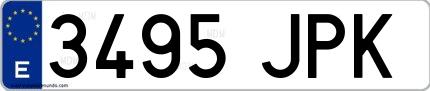 Ejemplo de matrícula española 3495 JPK