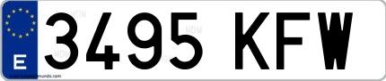Ejemplo de matrícula española 3495 KFW