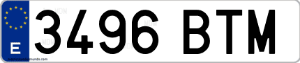 Ejemplo de matrícula de coche ordinaria 3496 BTM