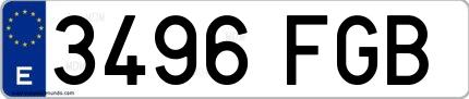 Ejemplo de matrícula española 3496 FGB