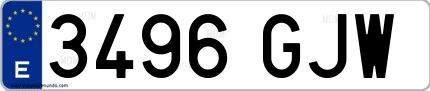 Ejemplo de matrícula española 3496 GJW