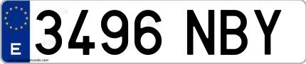 Ejemplo de matrícula española 3496 NBY