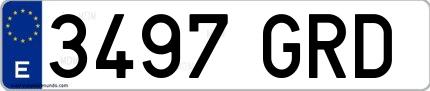 Ejemplo de matrícula española 3497 GRD