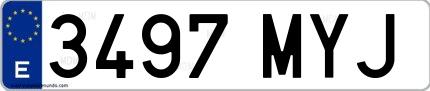 Ejemplo de matrícula española 3497 MYJ