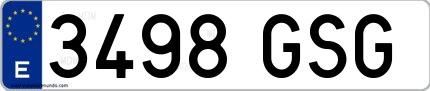 Ejemplo de matrícula española 3498 GSG