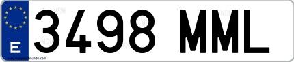 Ejemplo de matrícula española 3498 MML