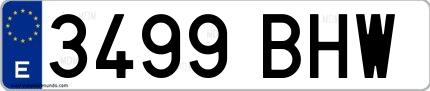 Ejemplo de matrícula española 3499 BHW