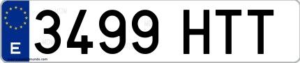 Ejemplo de matrícula española 3499 HTT