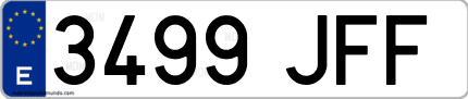 Ejemplo de matrícula de coche ordinaria 3499 JFF