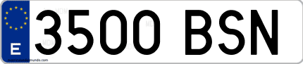 Ejemplo de matrícula de coche ordinaria 3500 BSN
