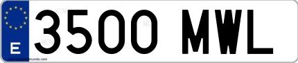 Ejemplo de matrícula española 3500 MWL