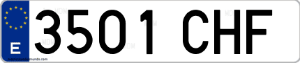 Ejemplo de matrícula de coche ordinaria 3501 CHF
