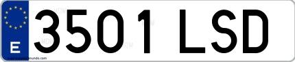 Ejemplo de matrícula española 3501 LSD