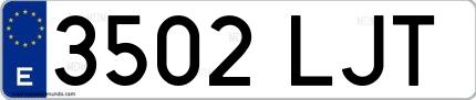Ejemplo de matrícula española 3502 LJT