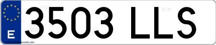 Ejemplo de matrícula española 3503 LLS