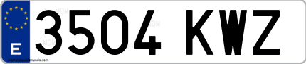 Ejemplo de matrícula de coche ordinaria 3504 KWZ