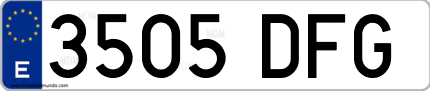 Ejemplo de matrícula de coche ordinaria 3505 DFG
