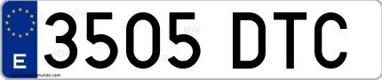 Ejemplo de matrícula española 3505 DTC