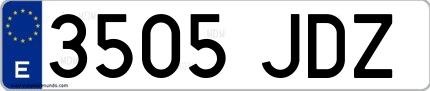 Ejemplo de matrícula española 3505 JDZ