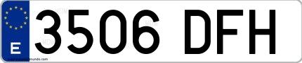 Ejemplo de matrícula española 3506 DFH