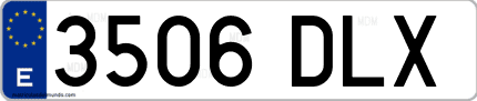Ejemplo de matrícula de coche ordinaria 3506 DLX