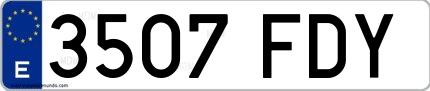 Ejemplo de matrícula española 3507 FDY