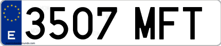 Ejemplo de matrícula de coche ordinaria 3507 MFT
