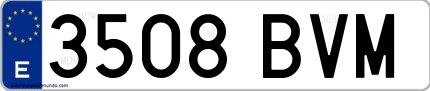 Ejemplo de matrícula española 3508 BVM