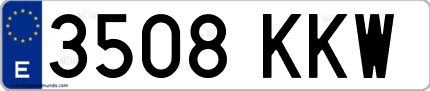 Ejemplo de matrícula de coche ordinaria 3508 KKW