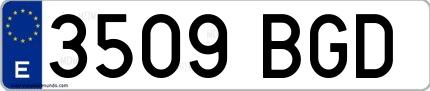 Ejemplo de matrícula española 3509 BGD