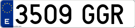 Ejemplo de matrícula de coche ordinaria 3509 GGR