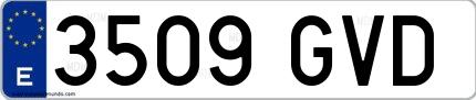 Ejemplo de matrícula española 3509 GVD