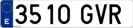 Ejemplo de matrícula de coche ordinaria 3510 GVR